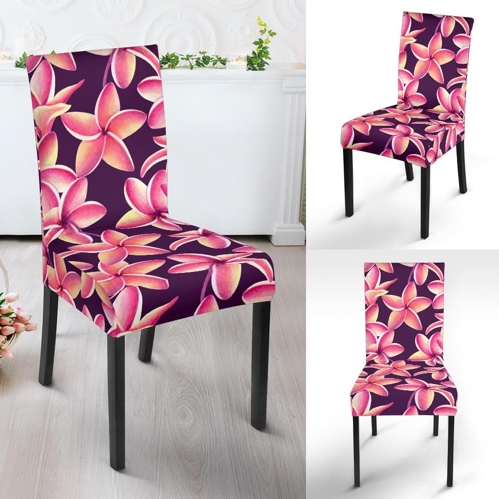 Purple Plumeria Pattern Print Design PM010 Dining Chair Slipcover-JORJUNE.COM