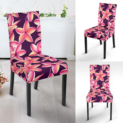 Purple Plumeria Pattern Print Design PM010 Dining Chair Slipcover-JORJUNE.COM