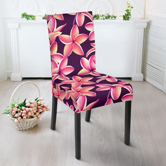 Purple Plumeria Pattern Print Design PM010 Dining Chair Slipcover-JORJUNE.COM