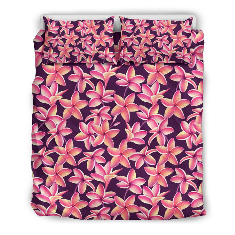 Purple Plumeria Pattern Print Design PM010 Duvet Cover Bedding Set-JORJUNE.COM