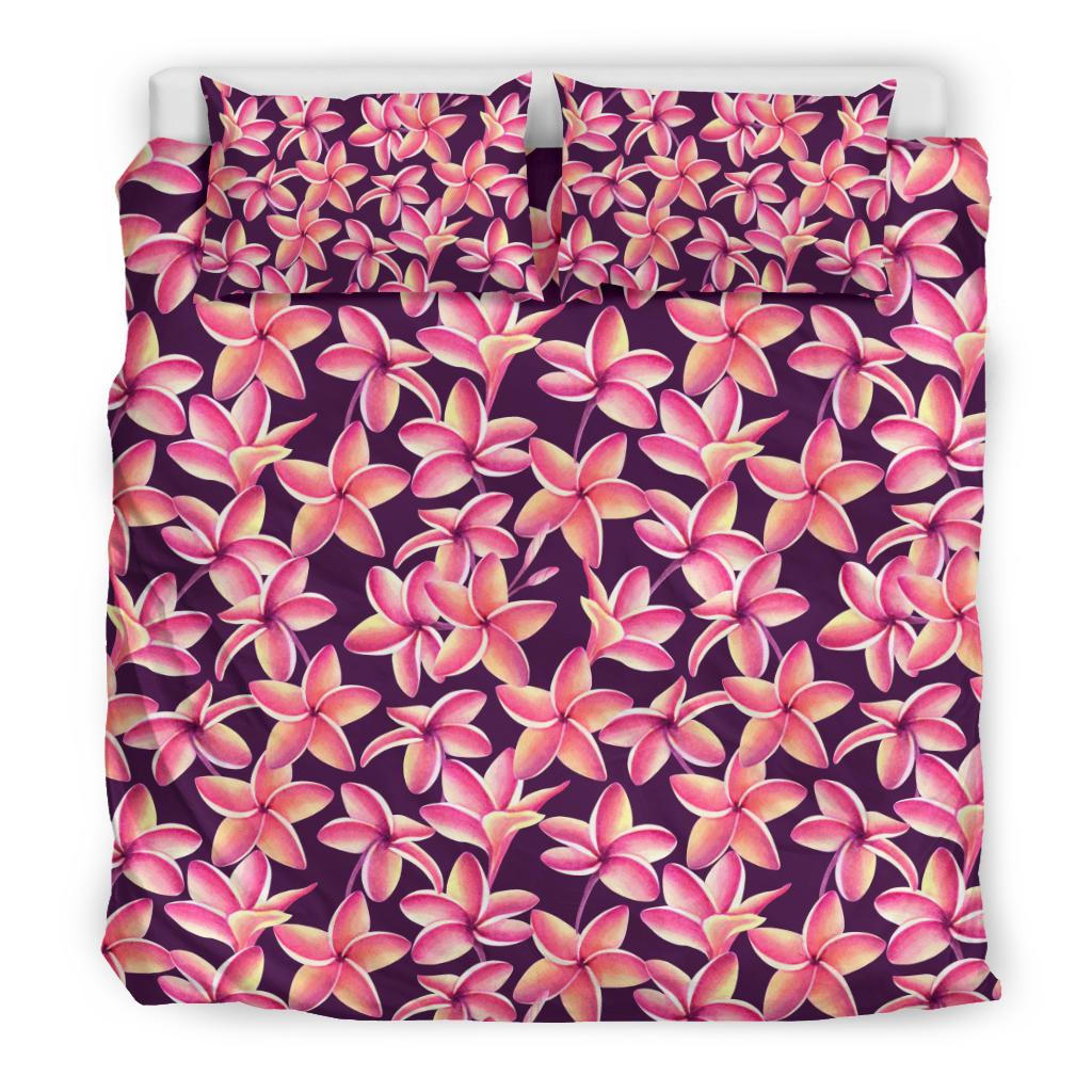 Purple Plumeria Pattern Print Design PM010 Duvet Cover Bedding Set-JORJUNE.COM