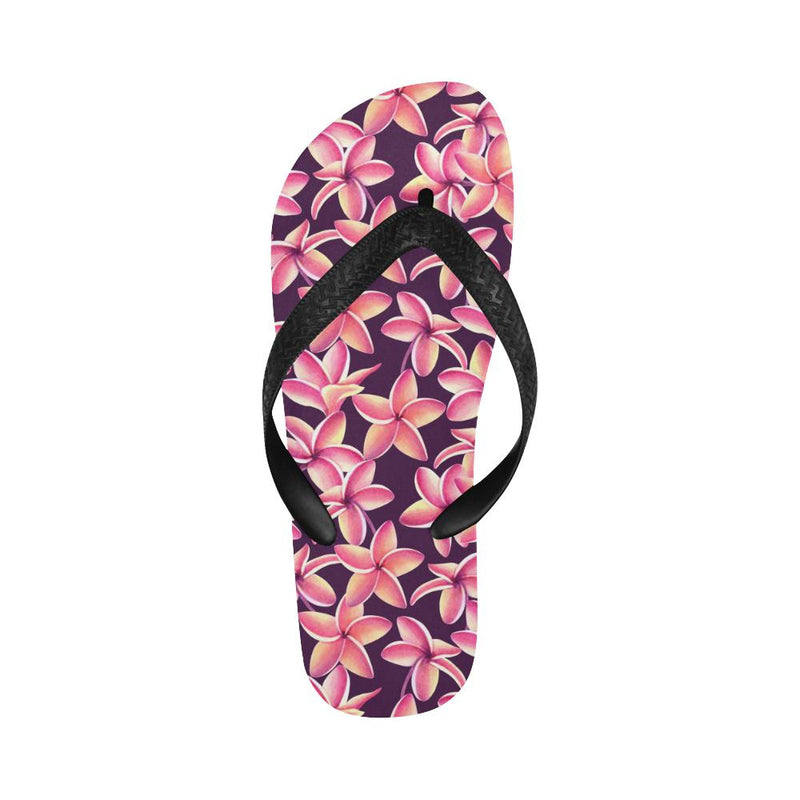 Purple Plumeria Pattern Print Design PM010 Flip Flops-JorJune