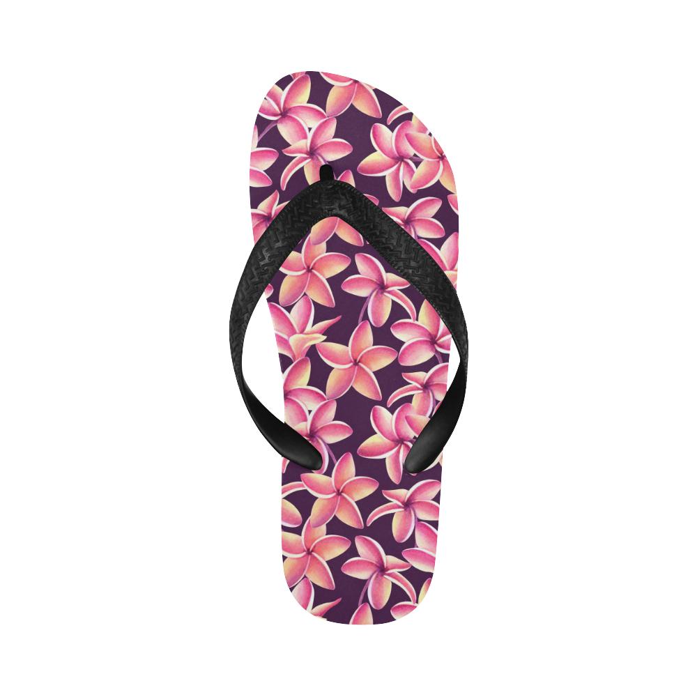 Purple Plumeria Pattern Print Design PM010 Flip Flops-JorJune