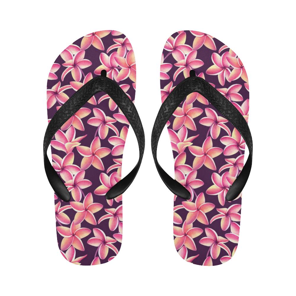 Purple Plumeria Pattern Print Design PM010 Flip Flops-JorJune