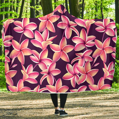 Purple Plumeria Pattern Print Design PM010 Hooded Blanket-JORJUNE.COM