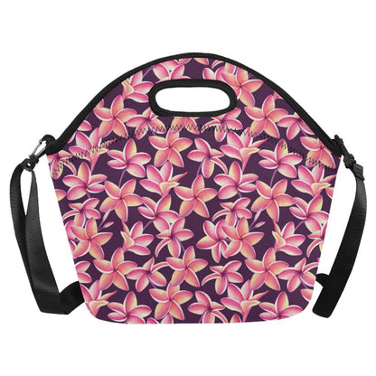 Purple Plumeria Pattern Print Design PM010 Neoprene Lunch Bag-JorJune