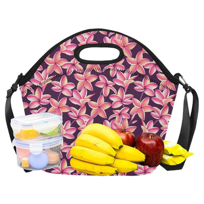 Purple Plumeria Pattern Print Design PM010 Neoprene Lunch Bag-JorJune