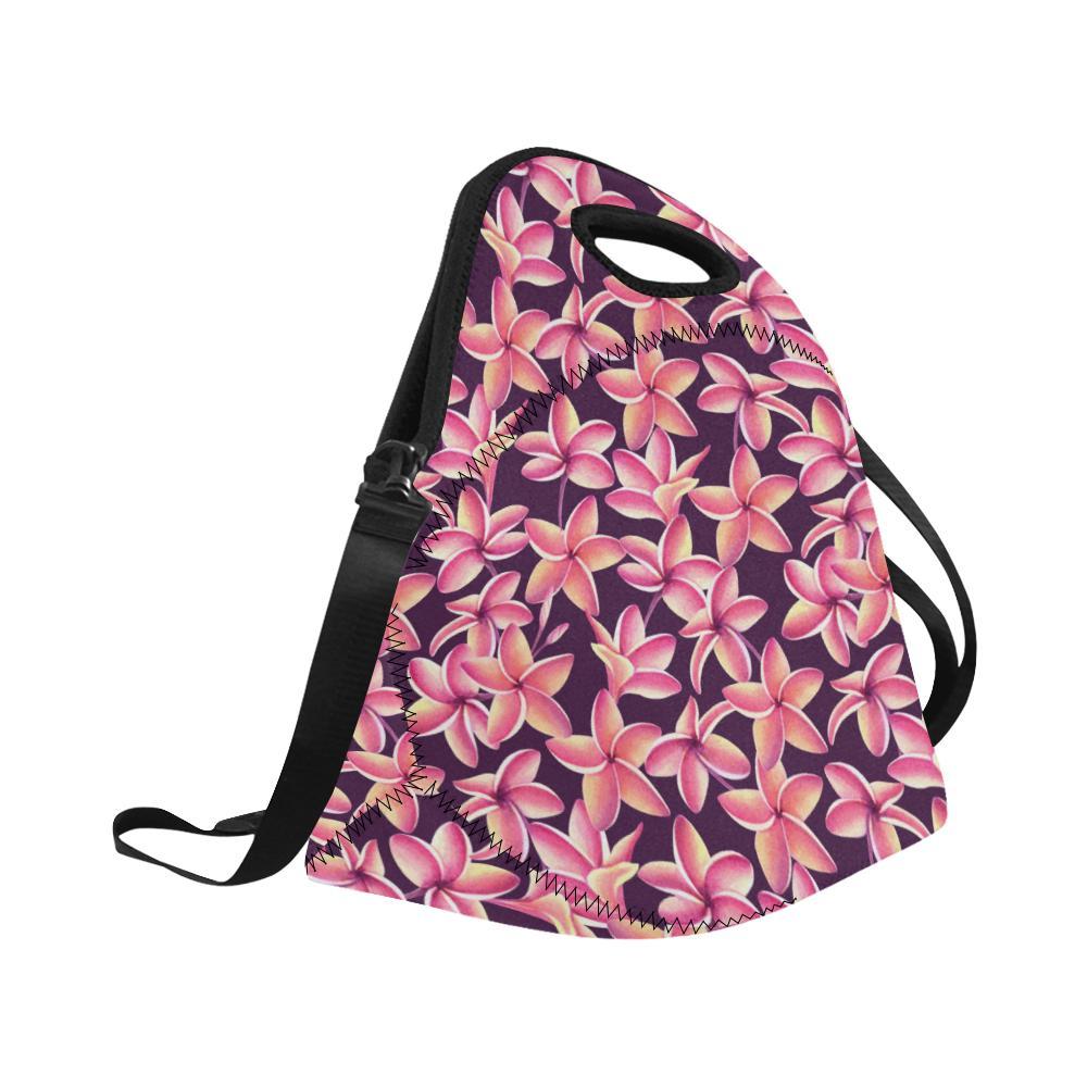 Purple Plumeria Pattern Print Design PM010 Neoprene Lunch Bag-JorJune