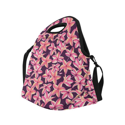 Purple Plumeria Pattern Print Design PM010 Neoprene Lunch Bag-JorJune