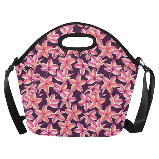 Purple Plumeria Pattern Print Design PM010 Neoprene Lunch Bag-JorJune