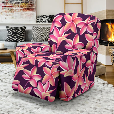 Purple Plumeria Pattern Print Design PM010 Recliner Slipcover-JORJUNE.COM