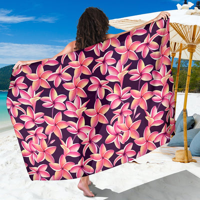 Purple Plumeria Pattern Print Design PM010 Sarong Pareo Wrap-JORJUNE.COM