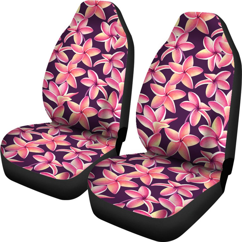 Purple Plumeria Pattern Print Design PM010 Universal Fit Car Seat Covers-JorJune