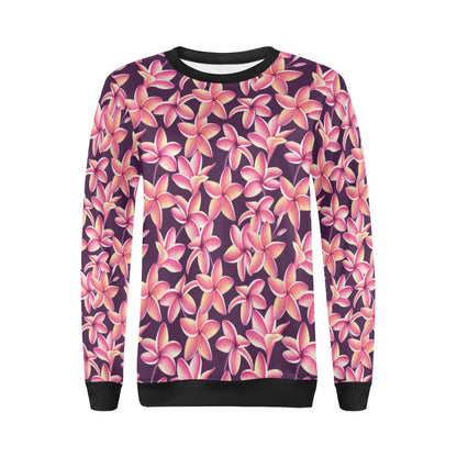 Purple Plumeria Pattern Print Design PM010 Women Long Sleeve Sweatshirt-JorJune