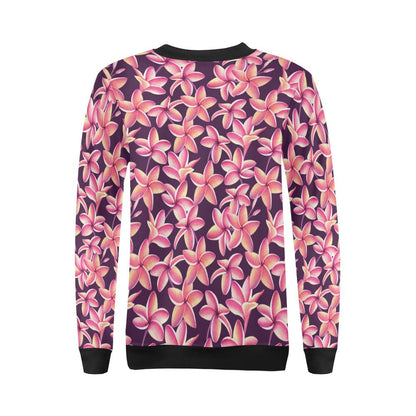 Purple Plumeria Pattern Print Design PM010 Women Long Sleeve Sweatshirt-JorJune