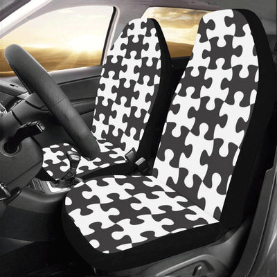 Puzzle Black White Pattern Print Design A02 Car Seat Covers (Set of 2)-JORJUNE.COM