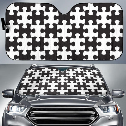 Puzzle Black White Pattern Print Design A02 Car Sun Shades-JORJUNE.COM