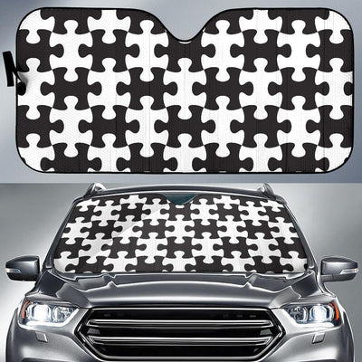 Puzzle Black White Pattern Print Design A02 Car Sun Shades-JORJUNE.COM