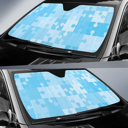 Puzzle Blue Pattern Print Design A04 Car Sun Shades-JORJUNE.COM