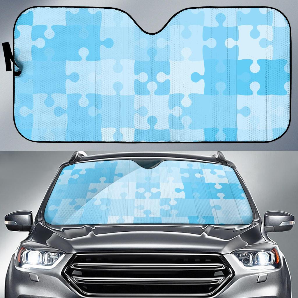 Puzzle Blue Pattern Print Design A04 Car Sun Shades-JORJUNE.COM