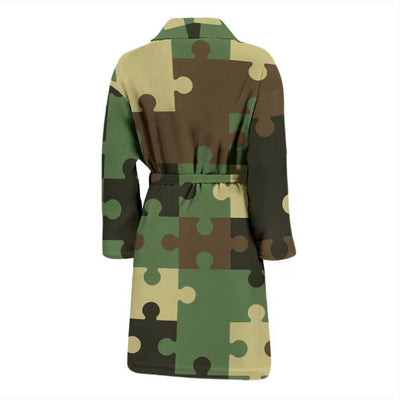 Puzzle Camo Pattern Print Design A03 Men Bathrobe-JORJUNE.COM