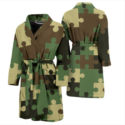 Puzzle Camo Pattern Print Design A03 Men Bathrobe-JORJUNE.COM