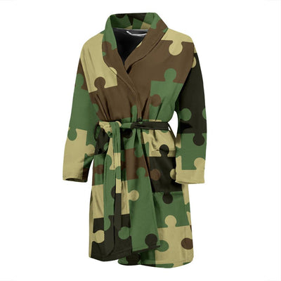 Puzzle Camo Pattern Print Design A03 Men Bathrobe-JORJUNE.COM