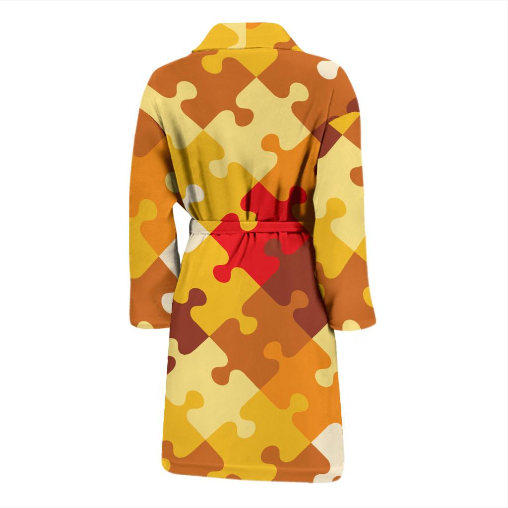 Puzzle Pattern Print Design A01 Men Bathrobe-JORJUNE.COM