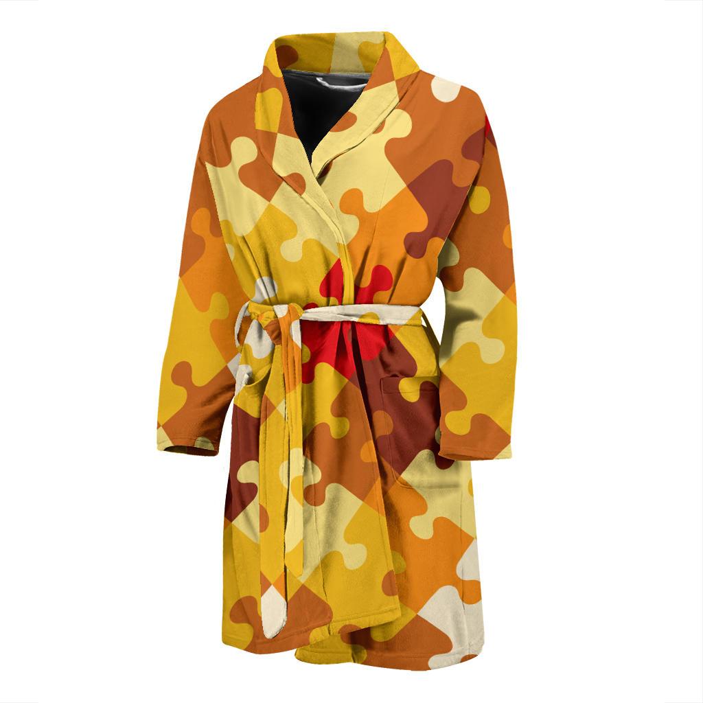 Puzzle Pattern Print Design A01 Men Bathrobe-JORJUNE.COM