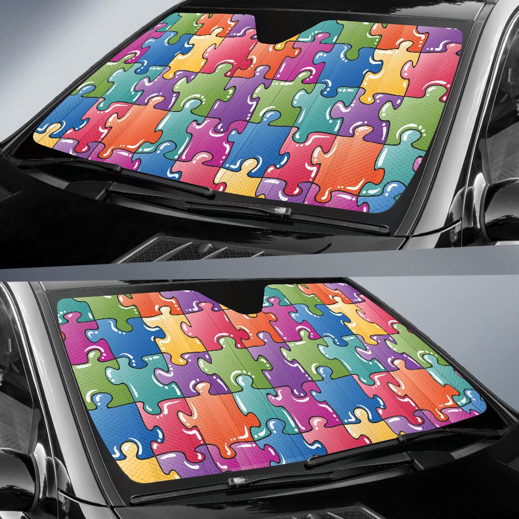 Puzzle Pattern Print Design A05 Car Sun Shades-JORJUNE.COM