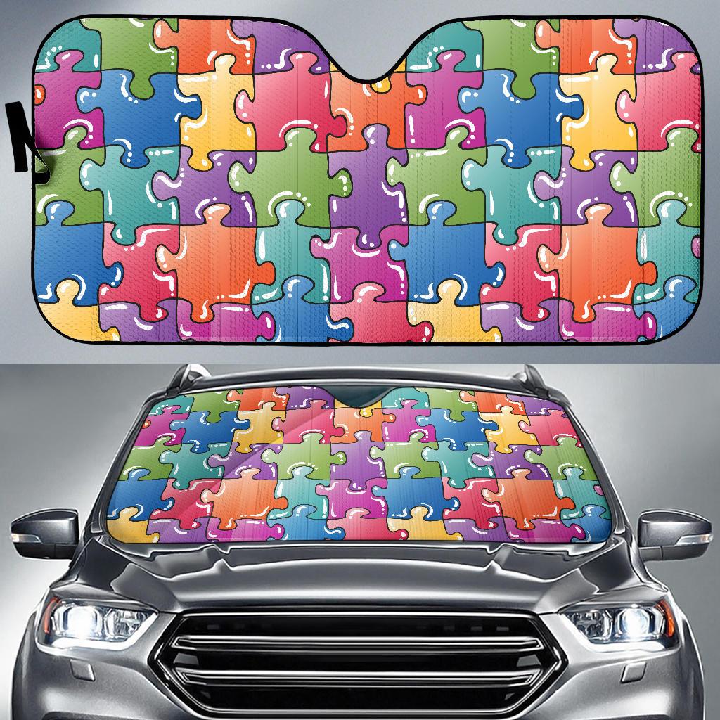Puzzle Pattern Print Design A05 Car Sun Shades-JORJUNE.COM