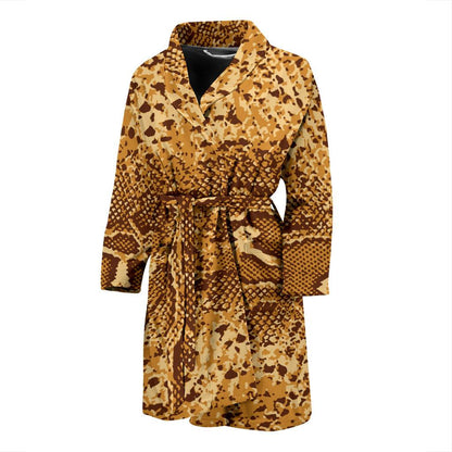 Python Brown Pattern Print Design A03 Men Bathrobe-JORJUNE.COM