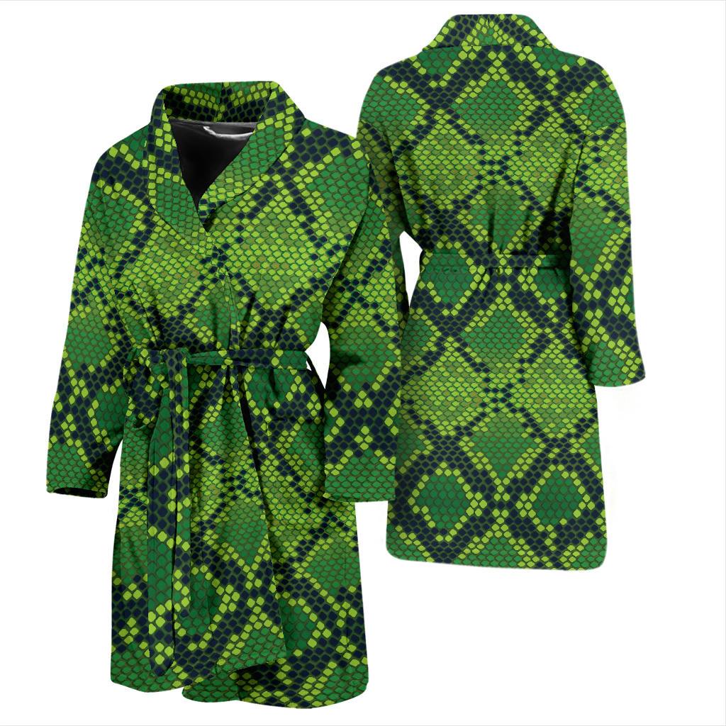 Python Green Pattern Print Design A01 Men Bathrobe-JORJUNE.COM