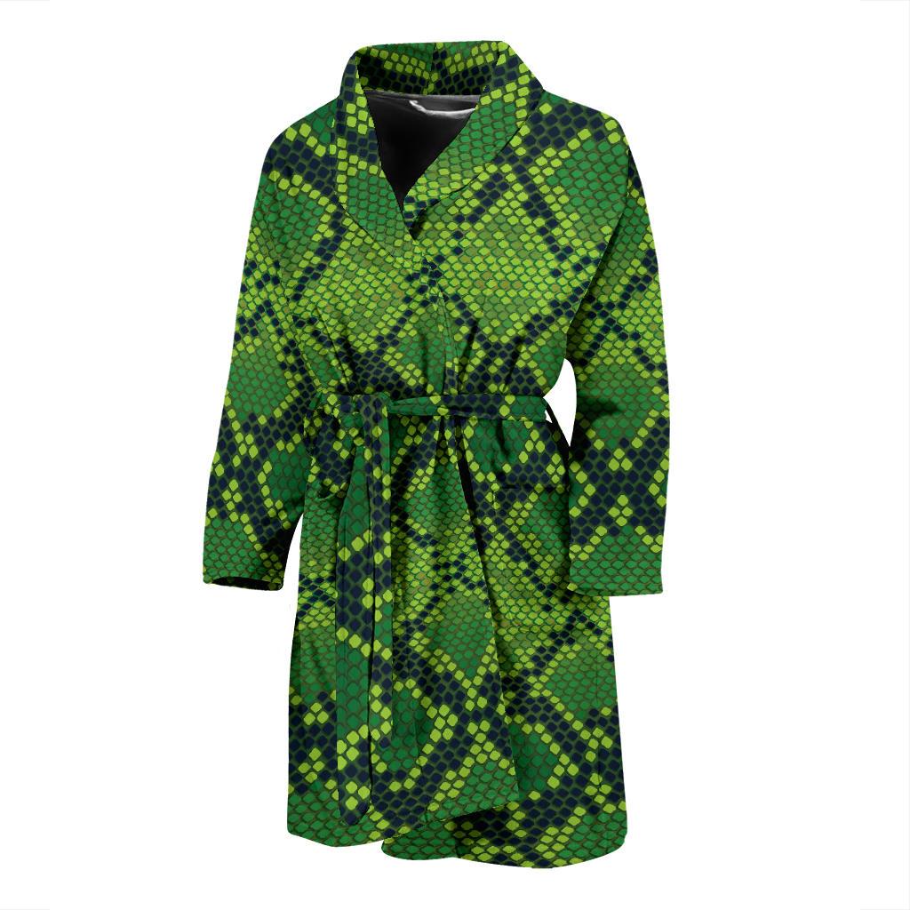 Python Green Pattern Print Design A01 Men Bathrobe-JORJUNE.COM