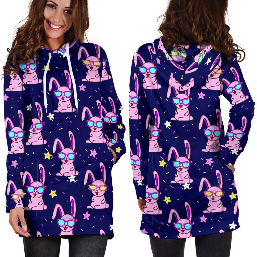 Rabbit Baby Pattern Print Design RB015 Women Hoodie Dress