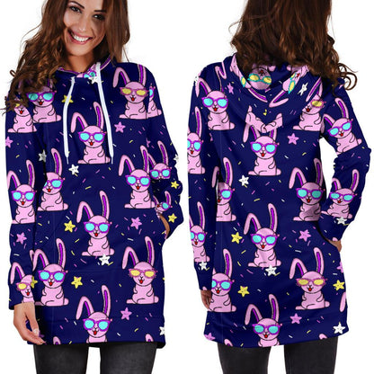 Rabbit Baby Pattern Print Design RB015 Women Hoodie Dress