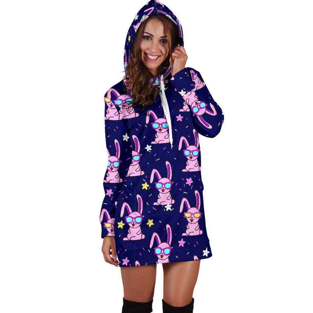 Rabbit Baby Pattern Print Design RB015 Women Hoodie Dress