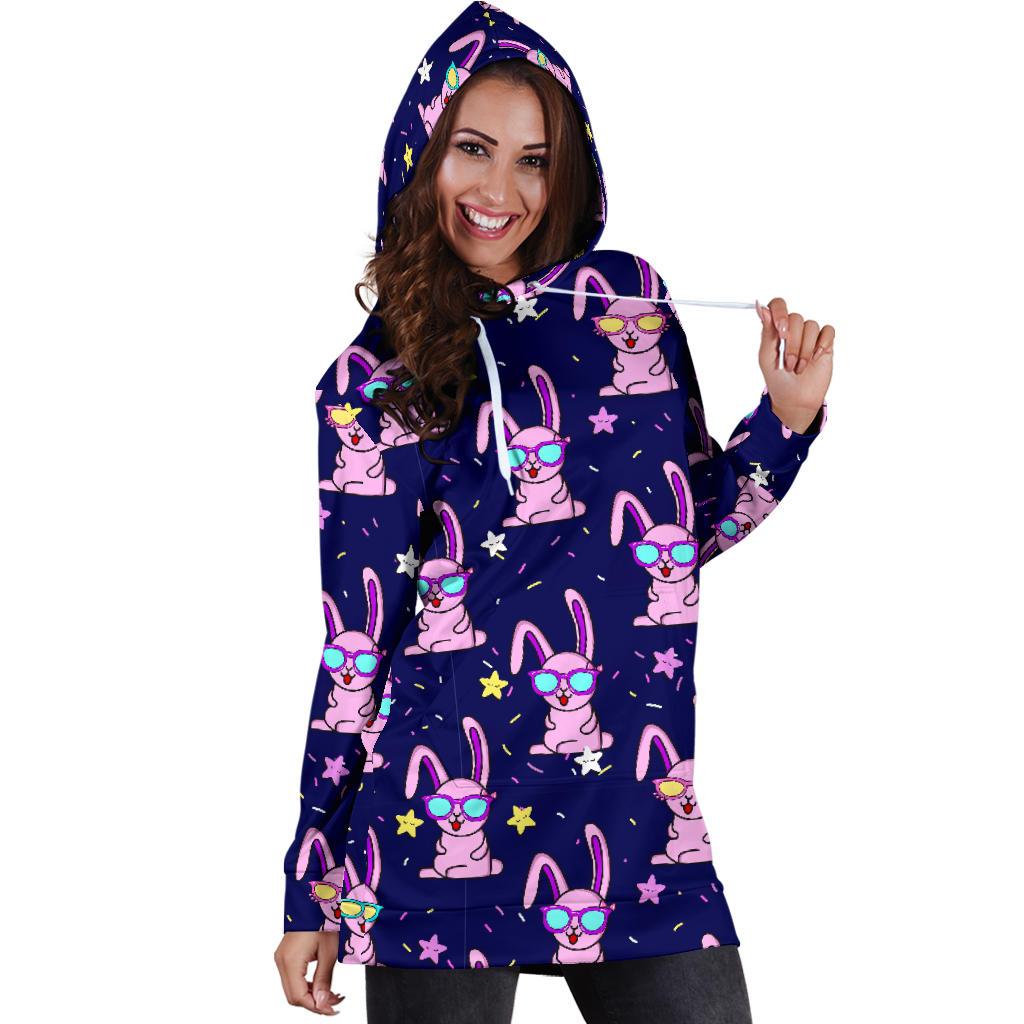 Rabbit Baby Pattern Print Design RB015 Women Hoodie Dress