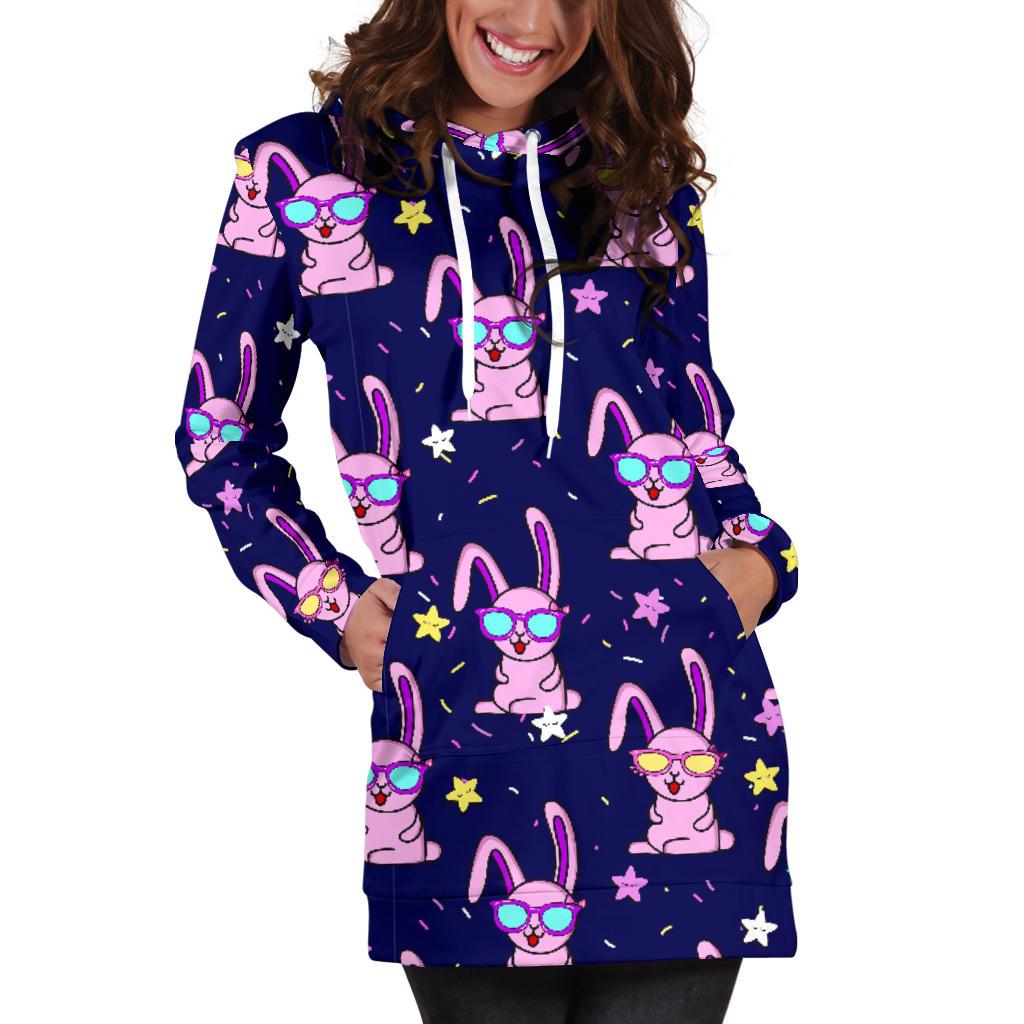 Rabbit Baby Pattern Print Design RB015 Women Hoodie Dress