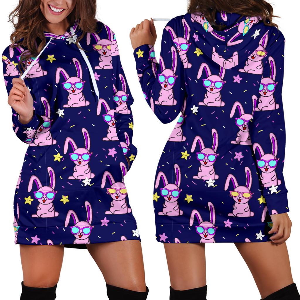 Rabbit Baby Pattern Print Design RB015 Women Hoodie Dress