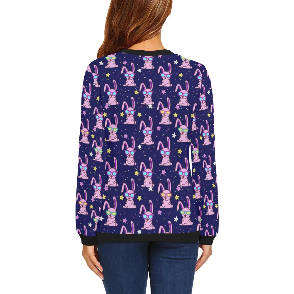 Rabbit Baby Pattern Print Design RB015 Women Long Sleeve Sweatshirt-JorJune