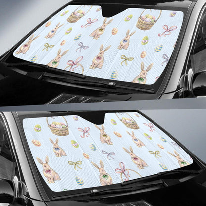 Rabbit Easter Eggs Pattern Print Design 03 Car Sun Shades-JORJUNE.COM