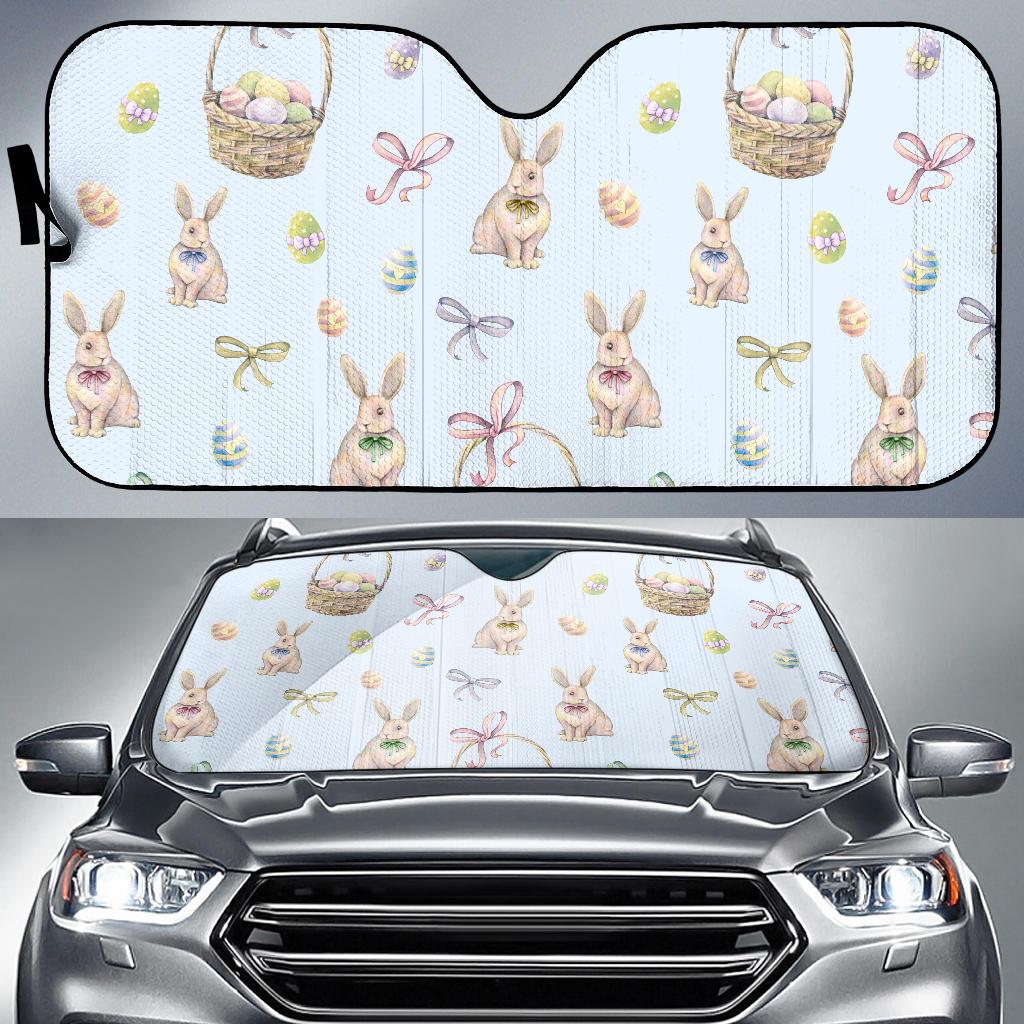 Rabbit Easter Eggs Pattern Print Design 03 Car Sun Shades-JORJUNE.COM