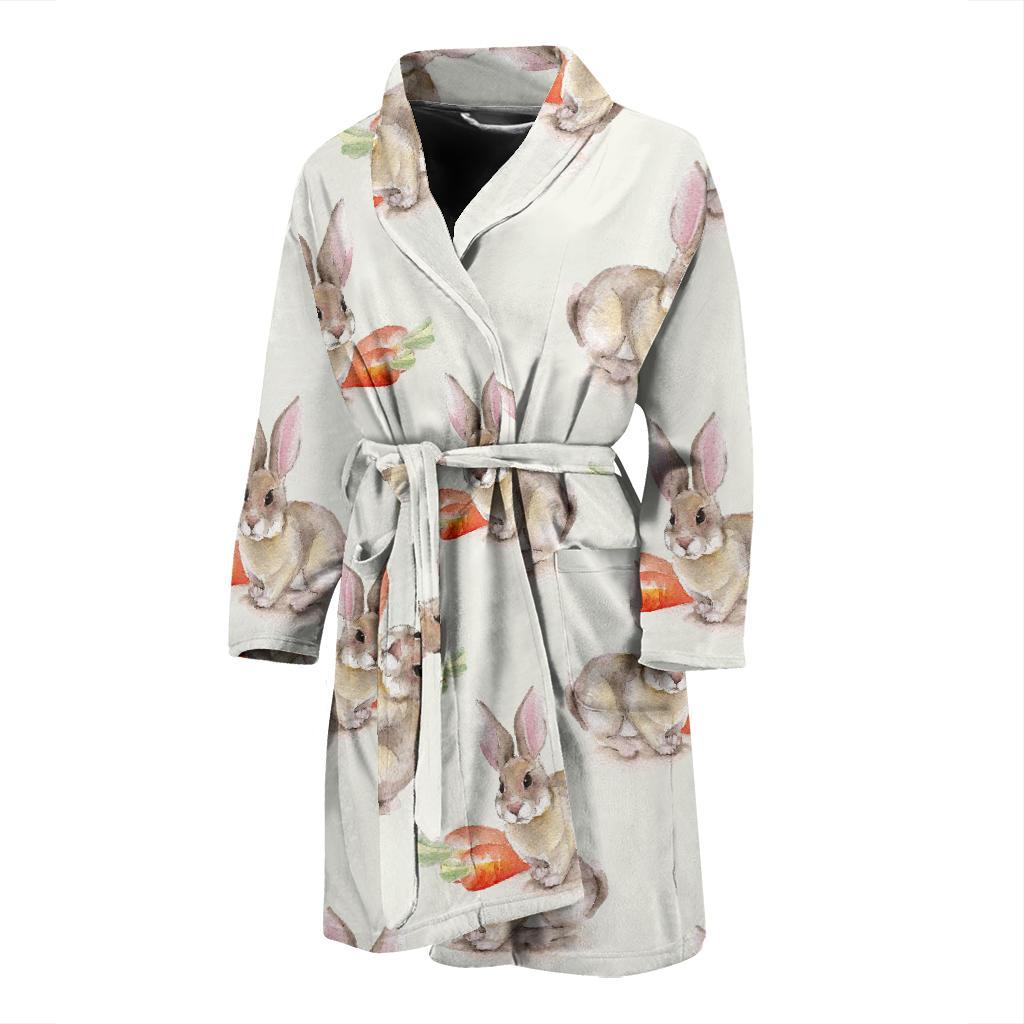 Rabbit Pattern Print Design 01 Men Bathrobe-JORJUNE.COM