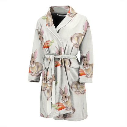 Rabbit Pattern Print Design 01 Men Bathrobe-JORJUNE.COM