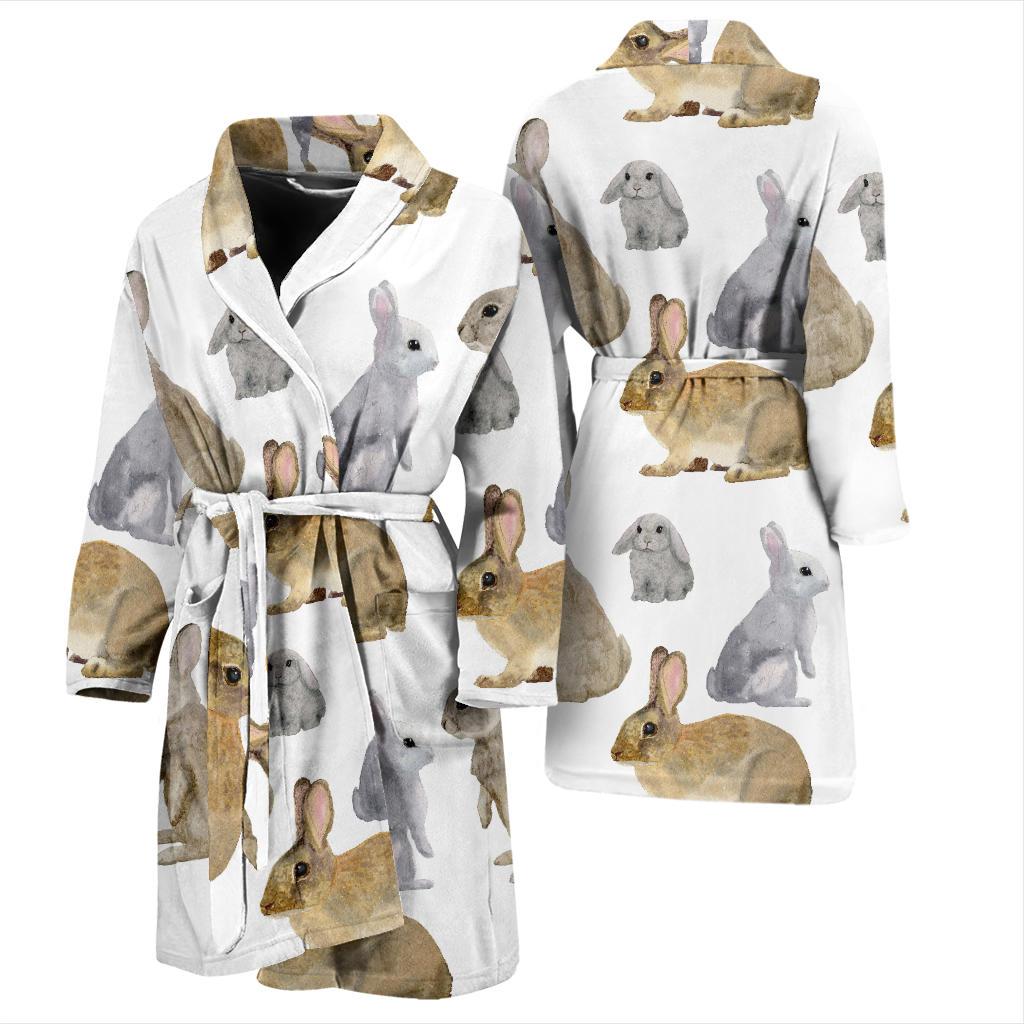 Rabbit Pattern Print Design 02 Men Bathrobe-JORJUNE.COM