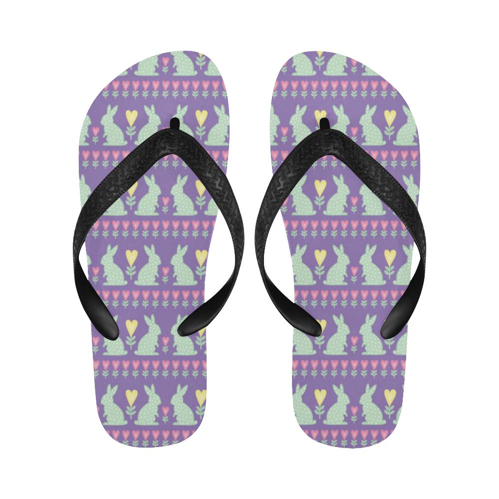 Rabbit Pattern Print Design RB01 Flip Flops-JorJune