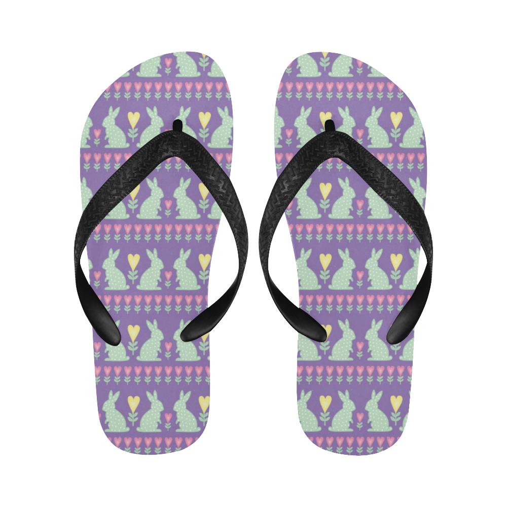 Rabbit Pattern Print Design RB01 Flip Flops-JorJune