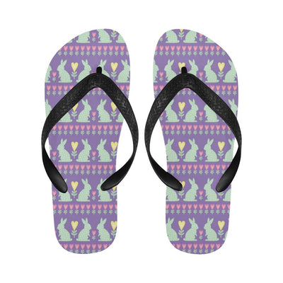 Rabbit Pattern Print Design RB01 Flip Flops-JorJune