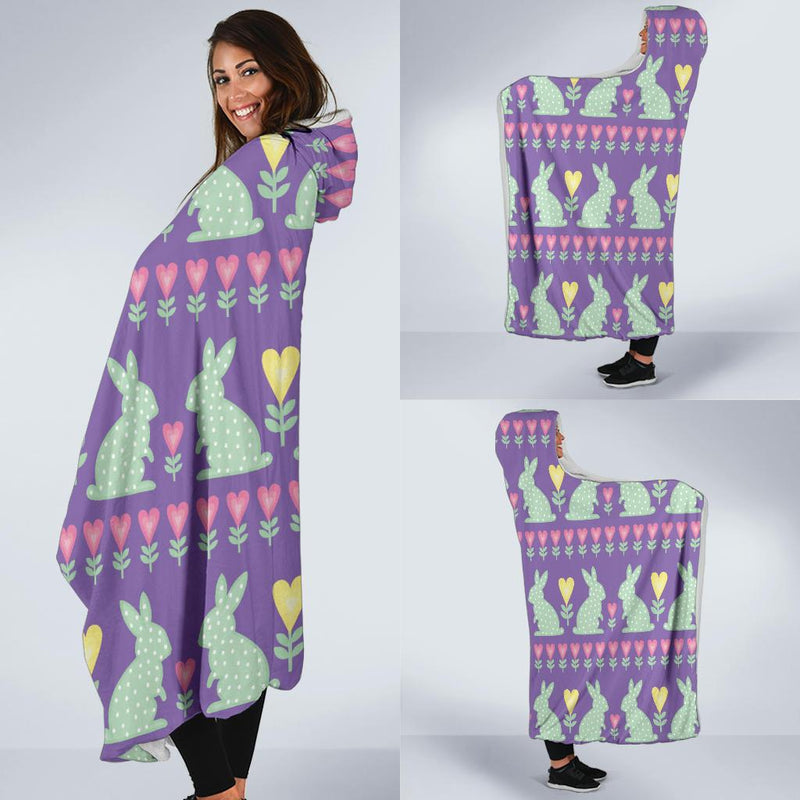 Rabbit Pattern Print Design RB01 Hooded Blanket-JORJUNE.COM